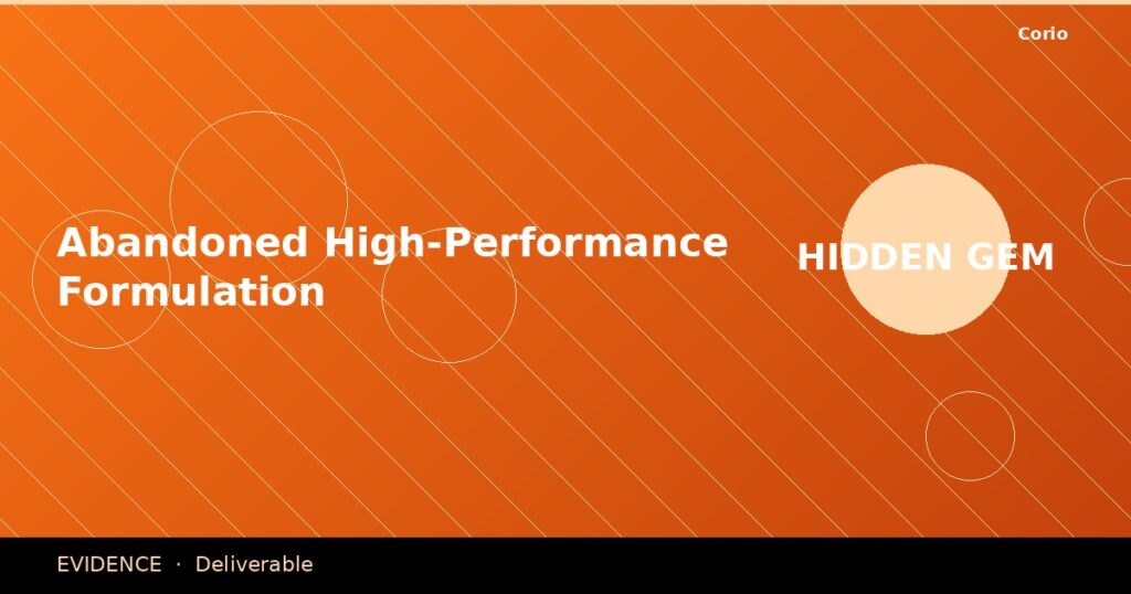 CORIO Evidence: Abandoned High-Performance Formulation