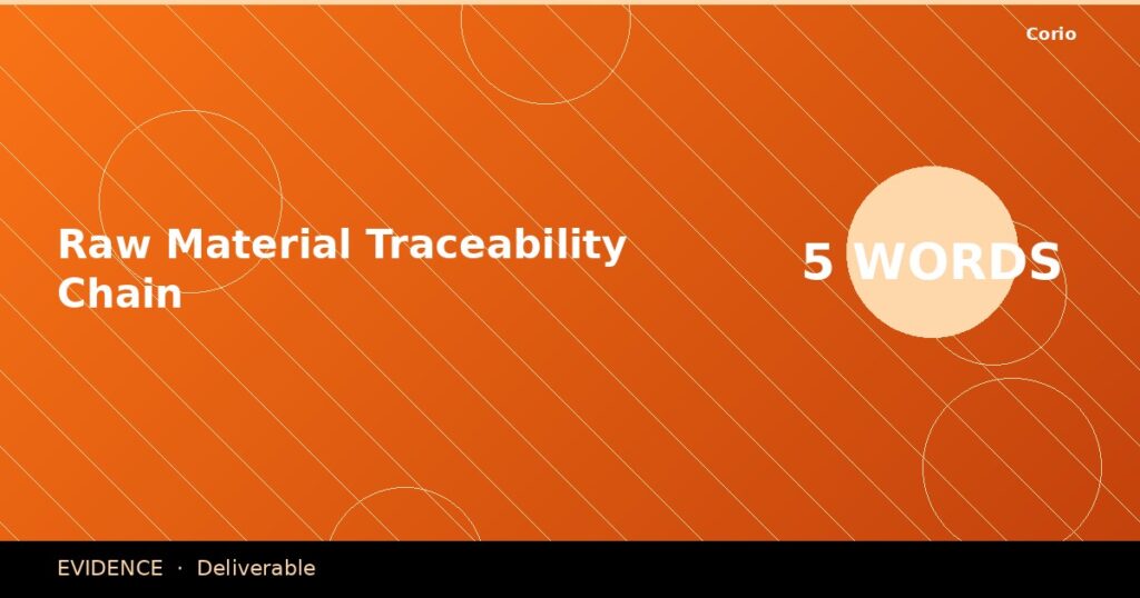 CORIO Evidence: Raw Material Traceability Chain