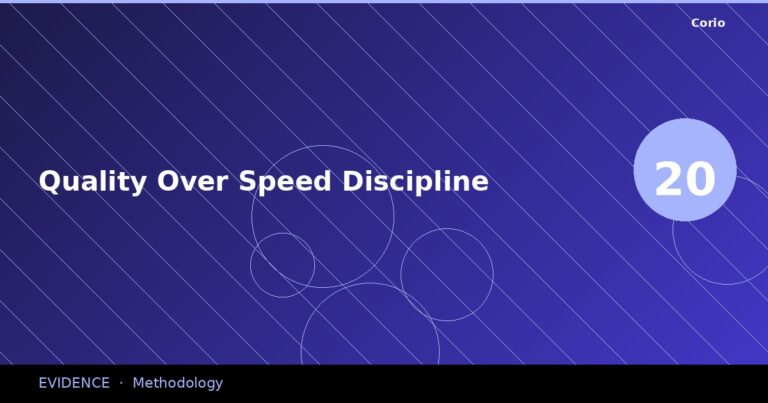 CORIO Evidence: Quality Over Speed Discipline