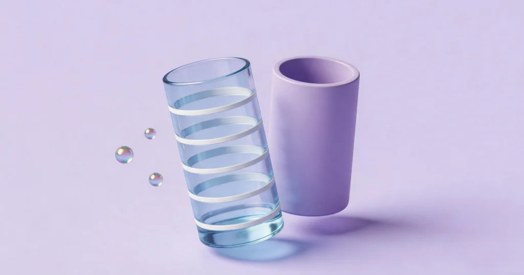 Same product weight. One core architecture locks 771g of liquid. The other locks 474g. The difference is not in the materials — it is in the structure.