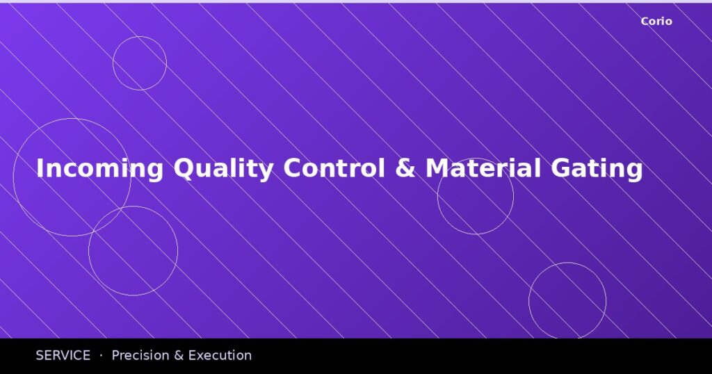 CORIO Service: Incoming Quality Control & Material Gating